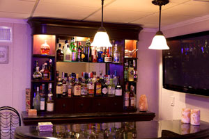 A basement bar installed in a finished basement in Bethel Park