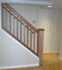 Renovated basement staircase in Cranberry Township