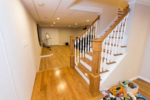 Finishing touches for a remodeled basement in Bethel Park