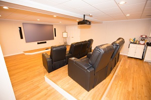 A basement turned into a home theater in Pittsburgh